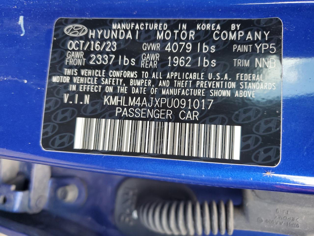 2023 HYUNDAI ELANTRA BLUE VIN:KMHLM4AJXPU091017