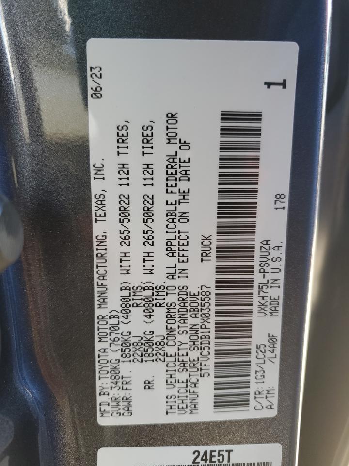 2023 TOYOTA TUNDRA CREWMAX CAPSTONE VIN:5TFVC5DB1PX035587