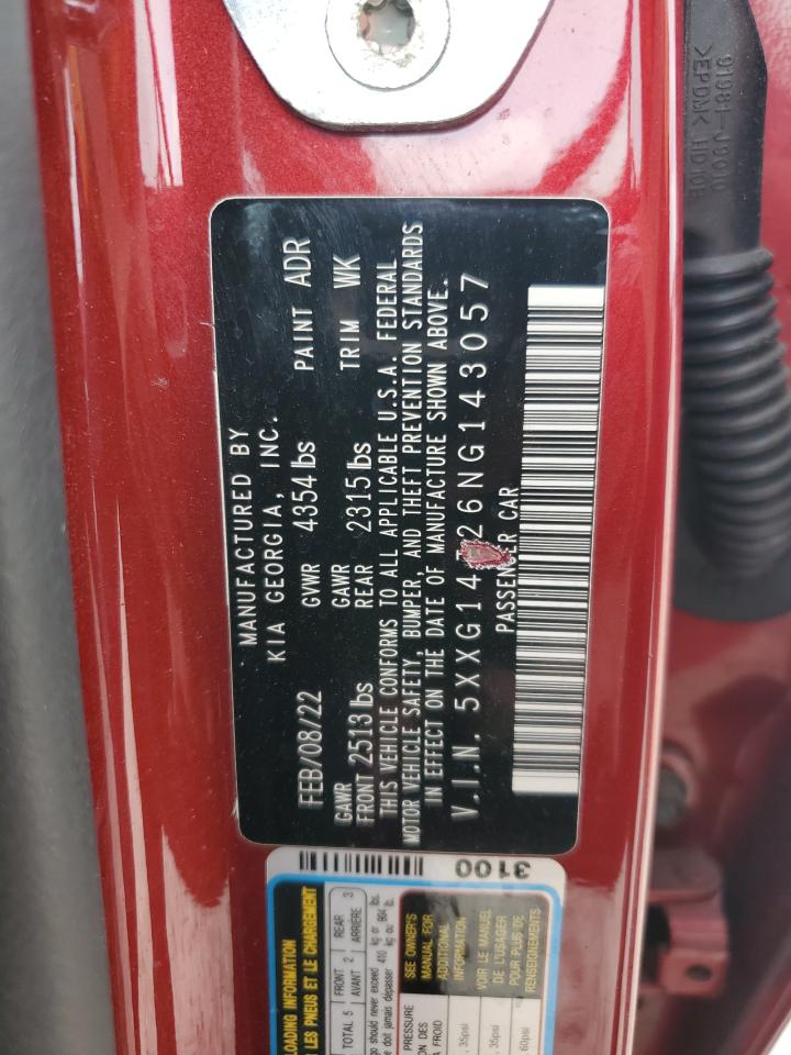 2022 KIA K5 LXS VIN:5XXG14J26NG143057