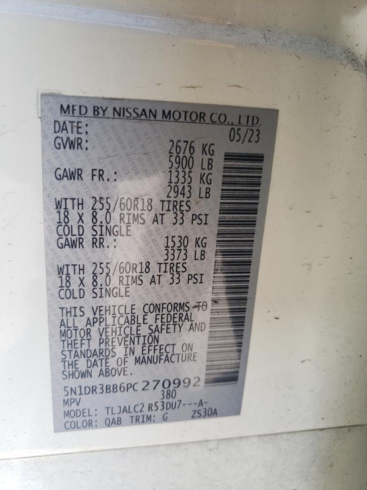 2023 NISSAN PATHFINDER SV VIN:5N1DR3BB6PC270992