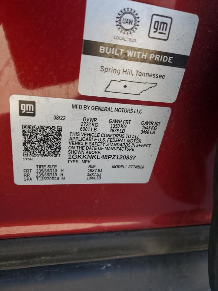 2023 GMC ACADIA SLE VIN:1GKKNKL48PZ120837