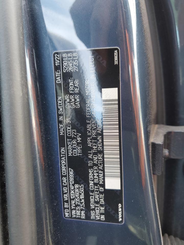 2023 VOLVO XC60 CORE VIN:YV4L12DK4P1289967