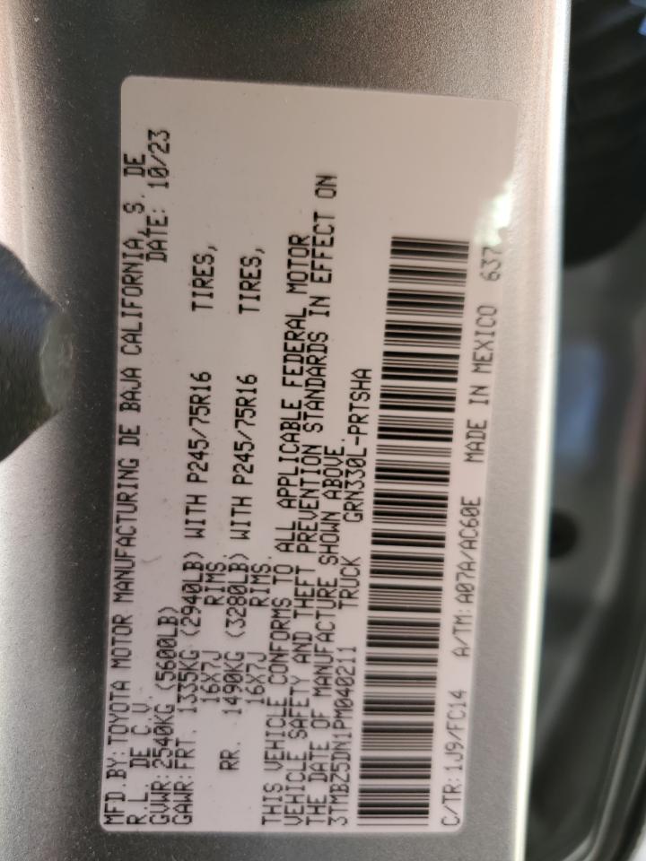 2023 TOYOTA TACOMA DOUBLE CAB VIN:3TMBZ5DN1PM040211