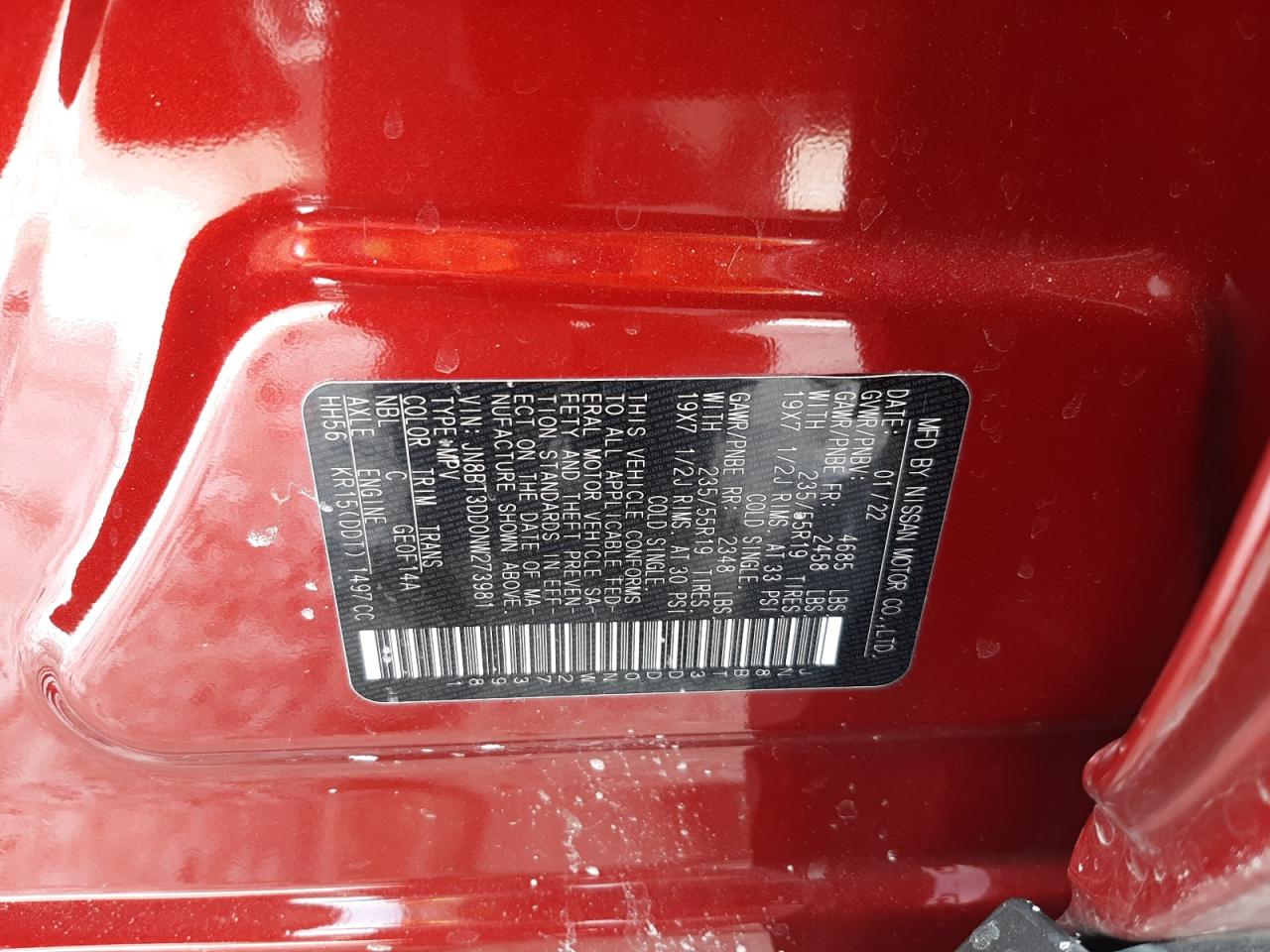 2022 NISSAN ROGUE PLATINUM VIN:JN8BT3DD0NW273981