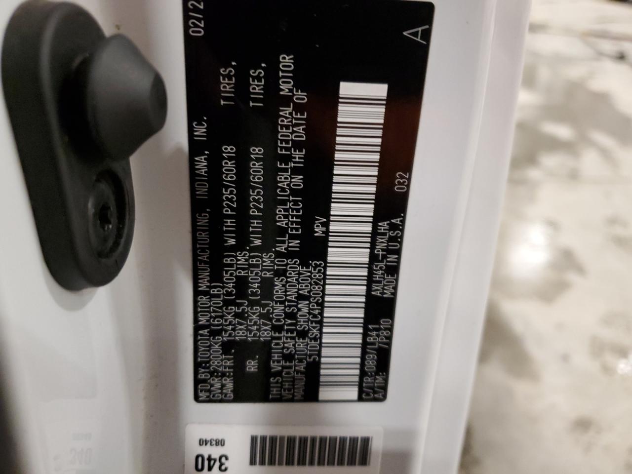 2023 TOYOTA SIENNA LIMITED VIN:5TDESKFC4PS082853