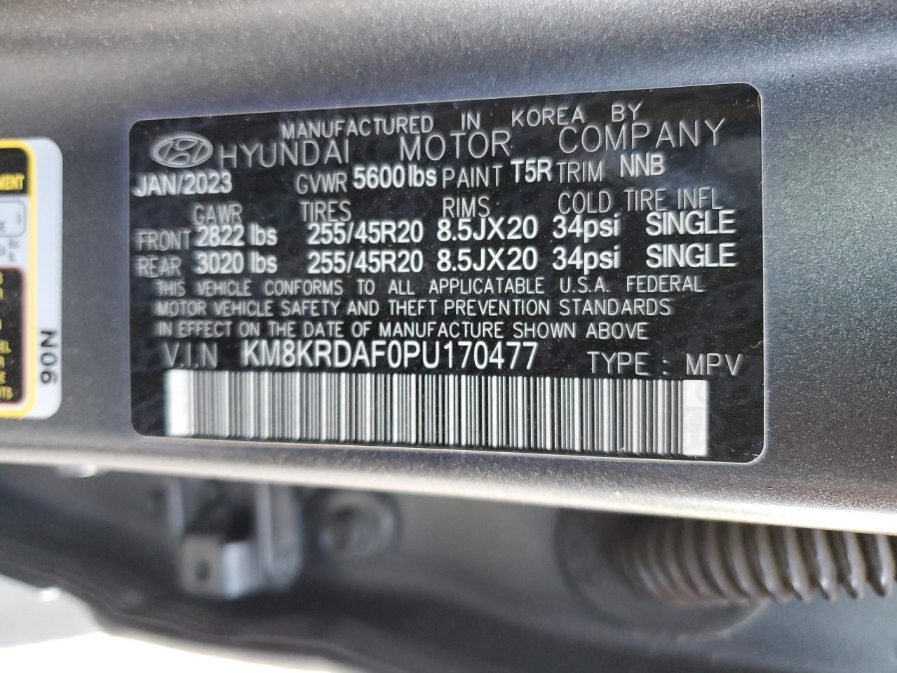 2023 HYUNDAI IONIQ 5 LIMITED VIN:KM8KRDAF0PU170477