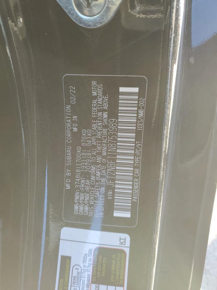 2022 TOYOTA GR 86 PREMIUM VIN:JF1ZNBF11N8753989