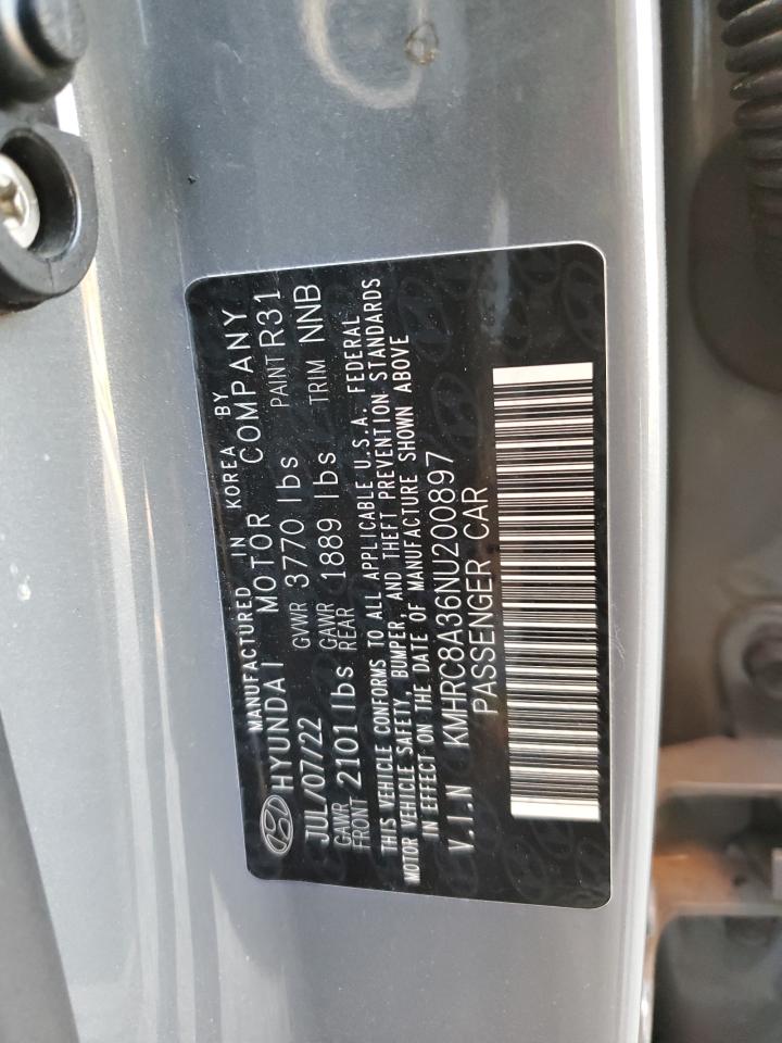 2022 HYUNDAI VENUE SEL VIN:KMHRC8A36NU200897