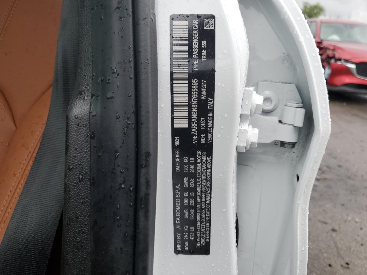 2022 ALFA ROMEO GIULIA SUPER VIN:ZARFANBN8N7655895