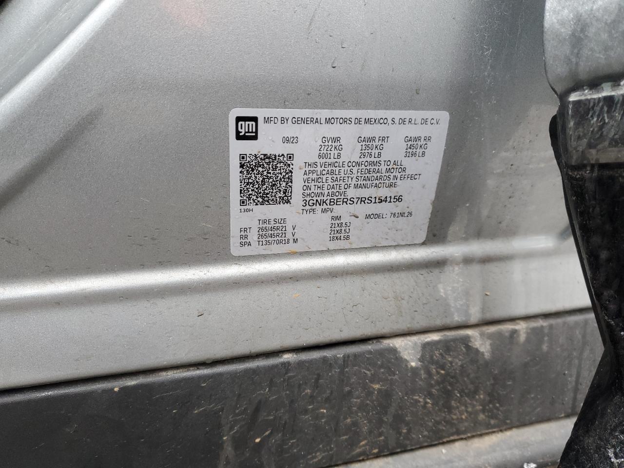 2024 CHEVROLET BLAZER RS VIN:3GNKBERS7RS154156