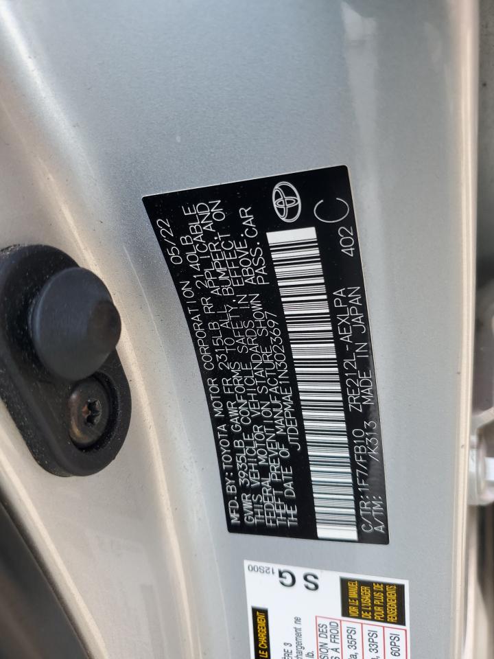 2022 TOYOTA COROLLA LE VIN:JTDEPMAE1N3023697