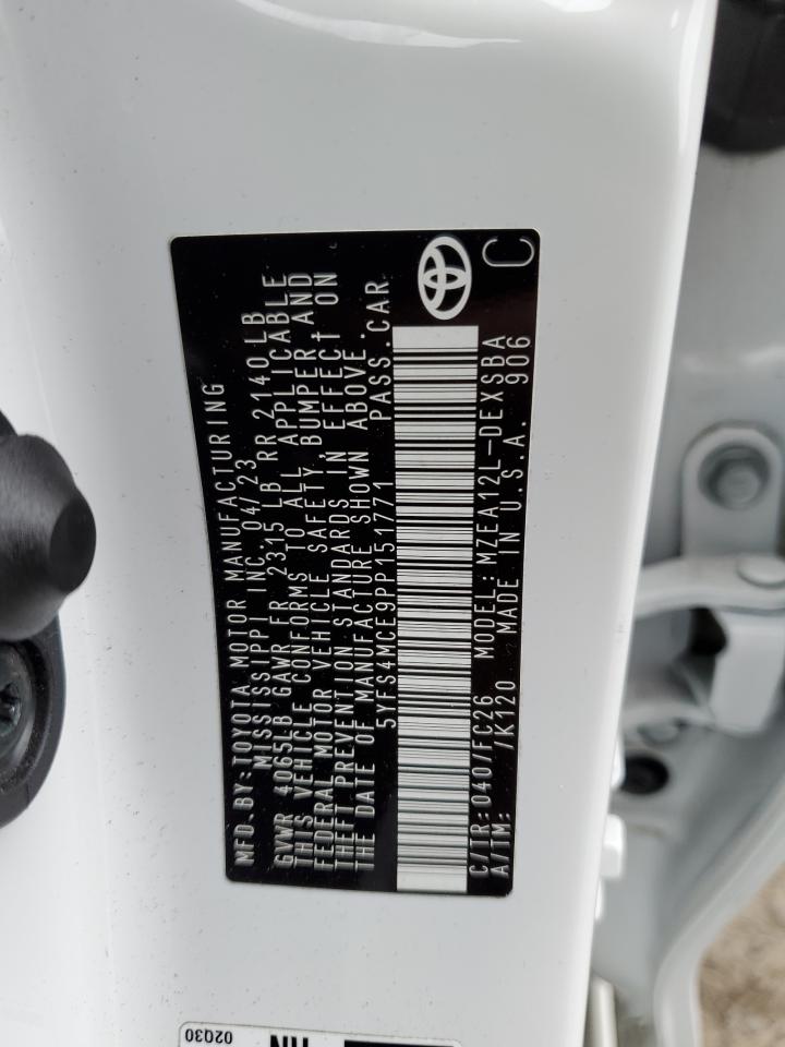 2023 TOYOTA COROLLA SE VIN:5YFS4MCE9PP151771