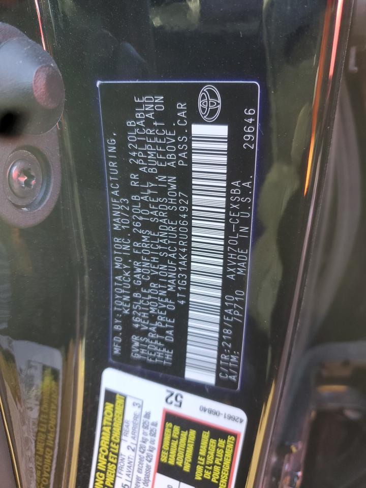 2024 TOYOTA CAMRY SE NIGHT SHADE VIN:4T1G31AK4RU064927