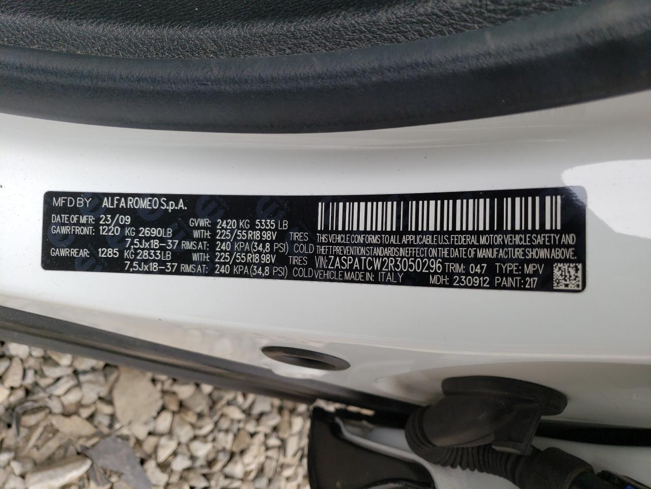 2024 ALFA ROMEO TONALE TI VIN:ZASPATCW2R3050296