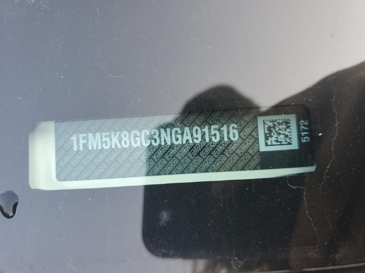2022 FORD EXPLORER ST VIN:1FM5K8GC3NGA91516