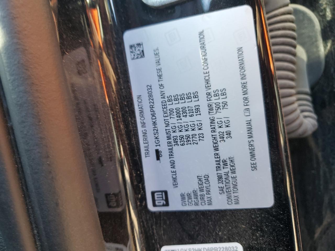 2023 GMC YUKON XL K1500 AT4 VIN:1GKS2HKD6PR228032