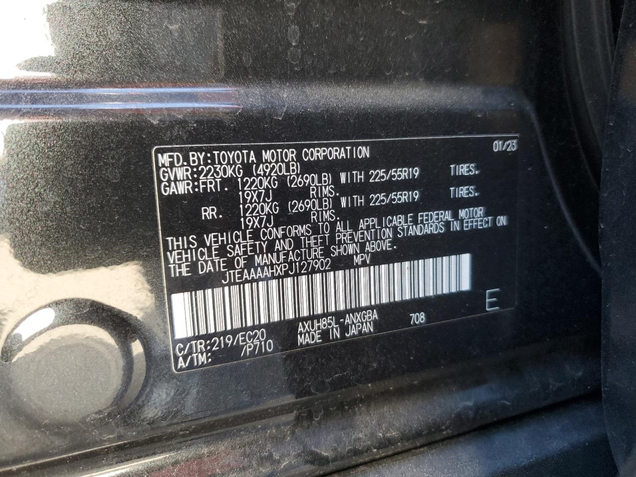 2023 TOYOTA VENZA LE VIN:JTEAAAAHXPJ127902