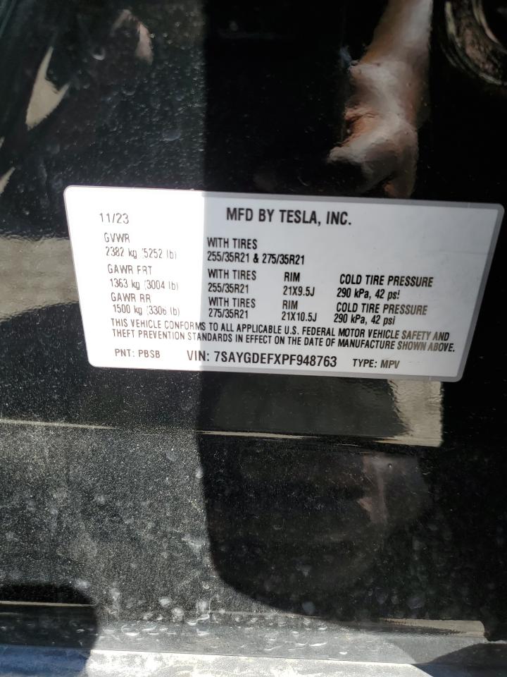 2023 TESLA MODEL Y VIN:7SAYGDEFXPF948763
