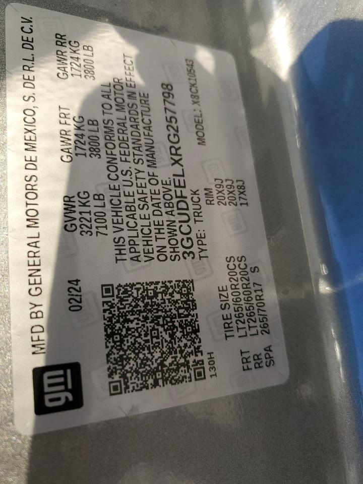 2024 CHEVROLET SILVERADO K1500 LT TRAIL BOSS VIN:3GCUDFELXRG257798