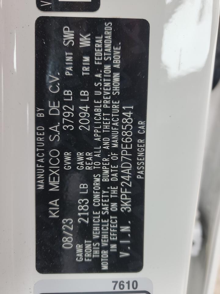 2023 KIA FORTE LX VIN:3KPF24AD7PE685841