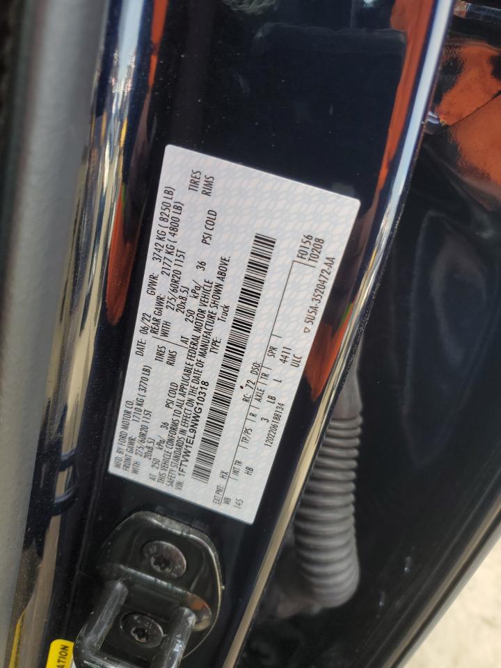 2022 FORD F150 LIGHTNING PRO VIN:1FTVW1EL9NWG10318