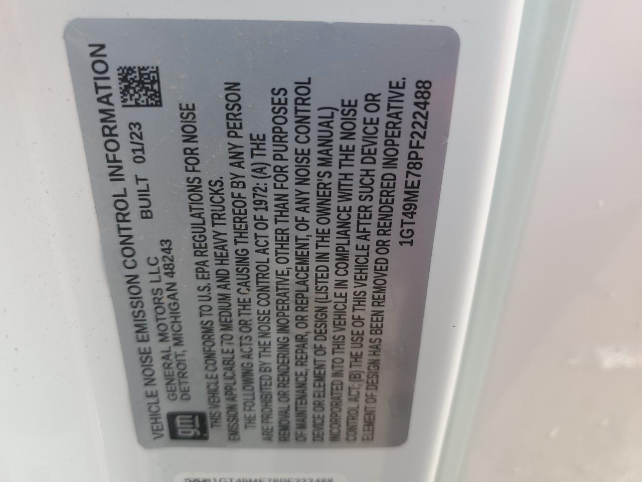 2023 GMC SIERRA K2500 SLE VIN:1GT49ME78PF222488