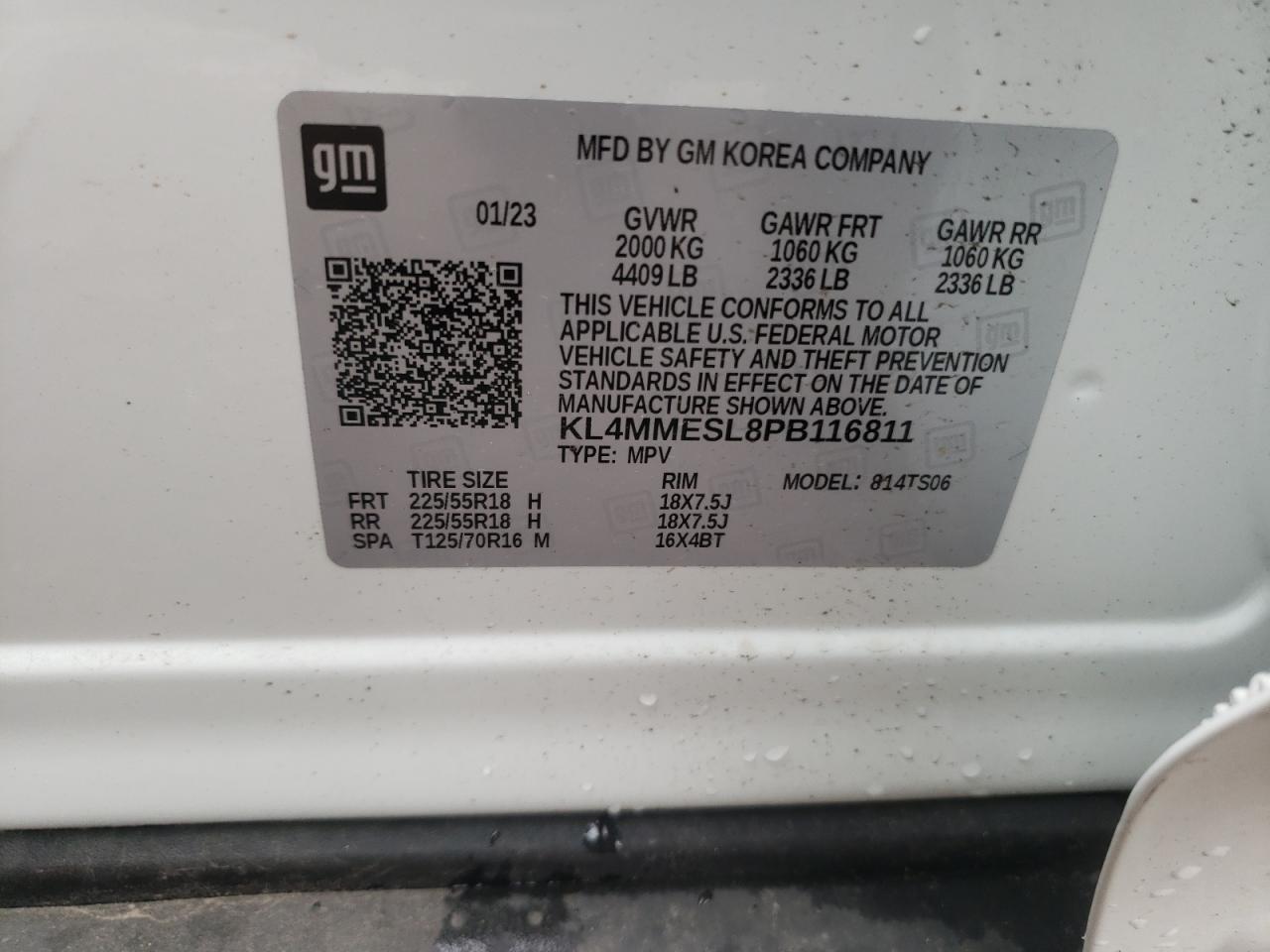 2023 BUICK ENCORE GX SELECT VIN:KL4MMESL8PB116811