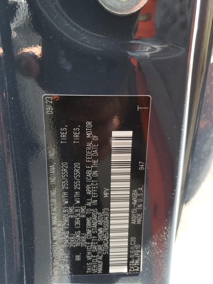 2024 TOYOTA GRAND HIGHLANDER XLE VIN:5TDACAB57RS004373