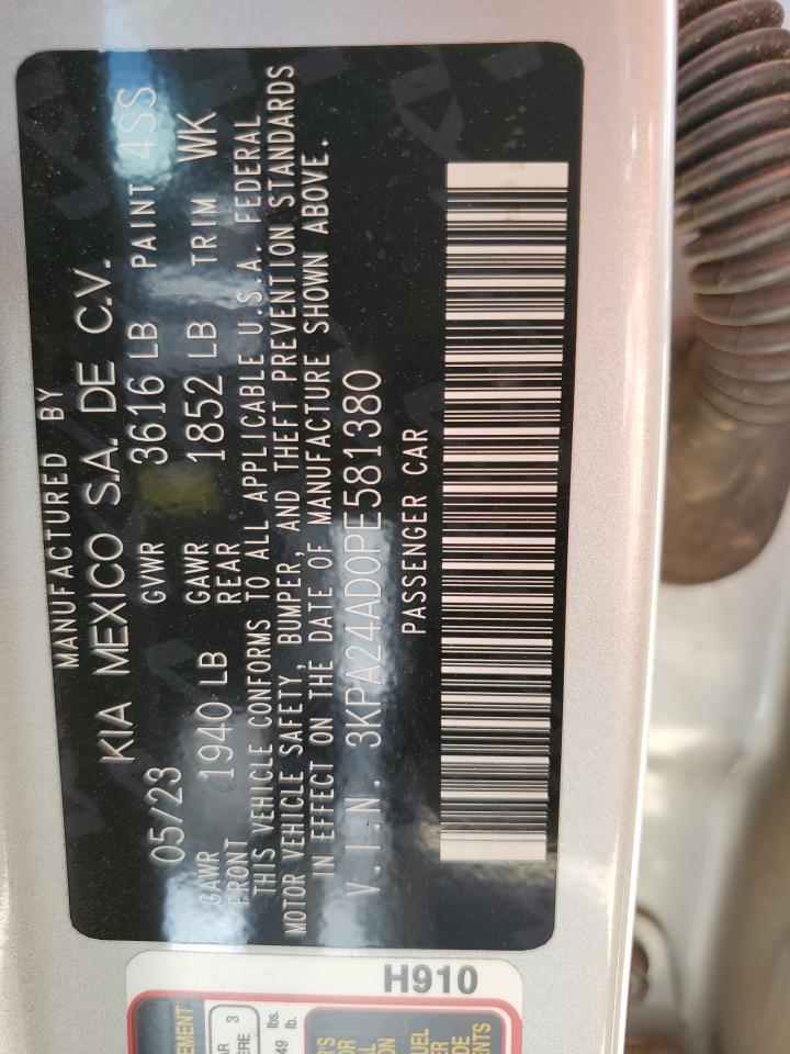 2023 KIA RIO LX VIN:3KPA24AD0PE581380
