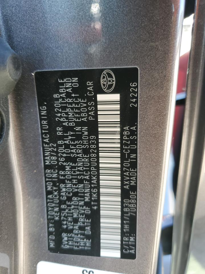 2023 TOYOTA CAMRY XSE VIN:4T1K61AK0PU082839