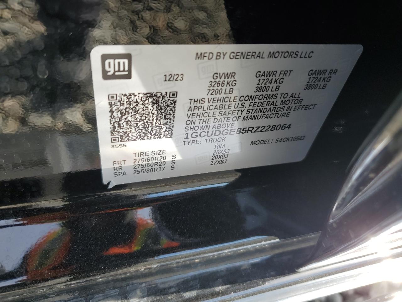 2024 CHEVROLET SILVERADO K1500 LTZ VIN:1GCUDGE85RZ228064