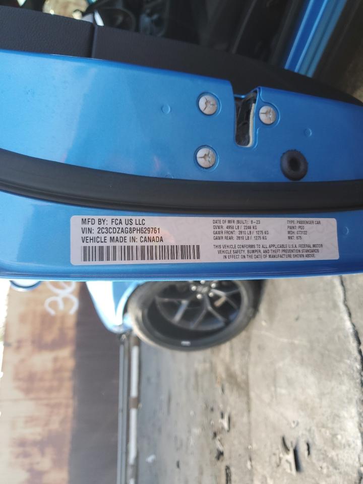 2023 DODGE CHALLENGER SXT VIN:2C3CDZAG8PH629761