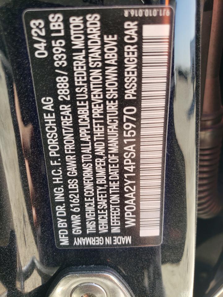 2023 PORSCHE TAYCAN VIN:WP0AA2Y14PSA15970