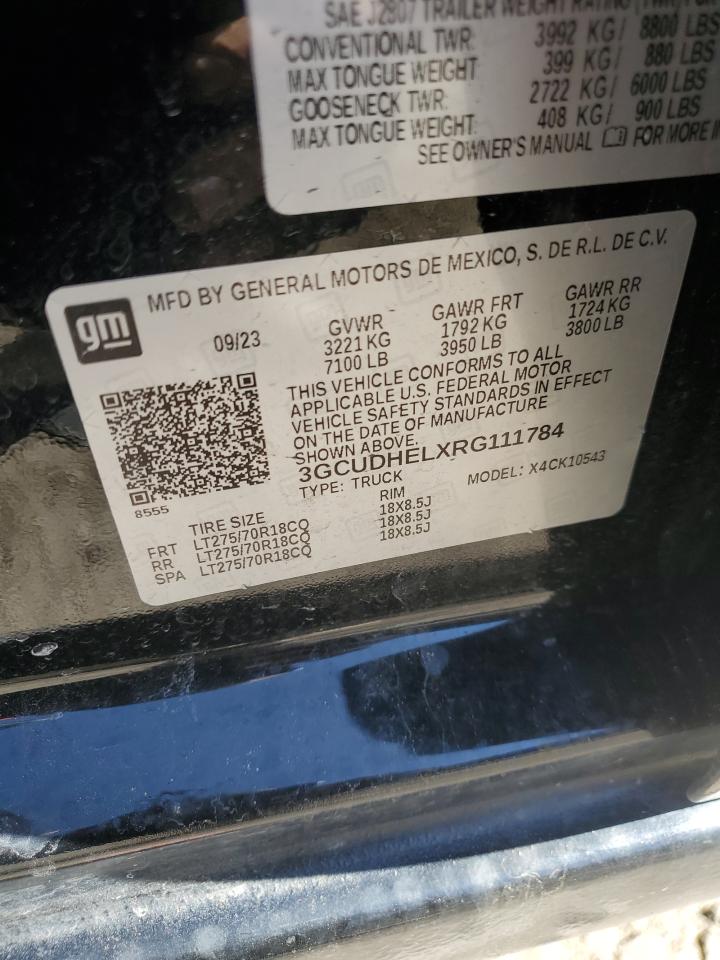 2024 CHEVROLET SILVERADO K1500 ZR2 VIN:3GCUDHELXRG111784