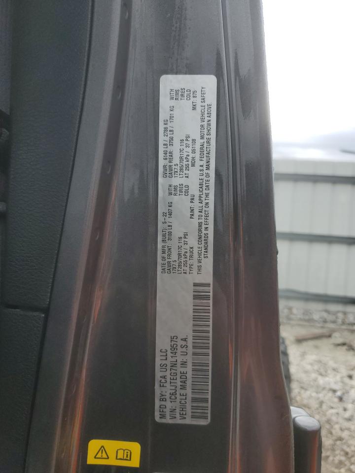 2022 JEEP GLADIATOR MOJAVE VIN:1C6JJTEG7NL149575