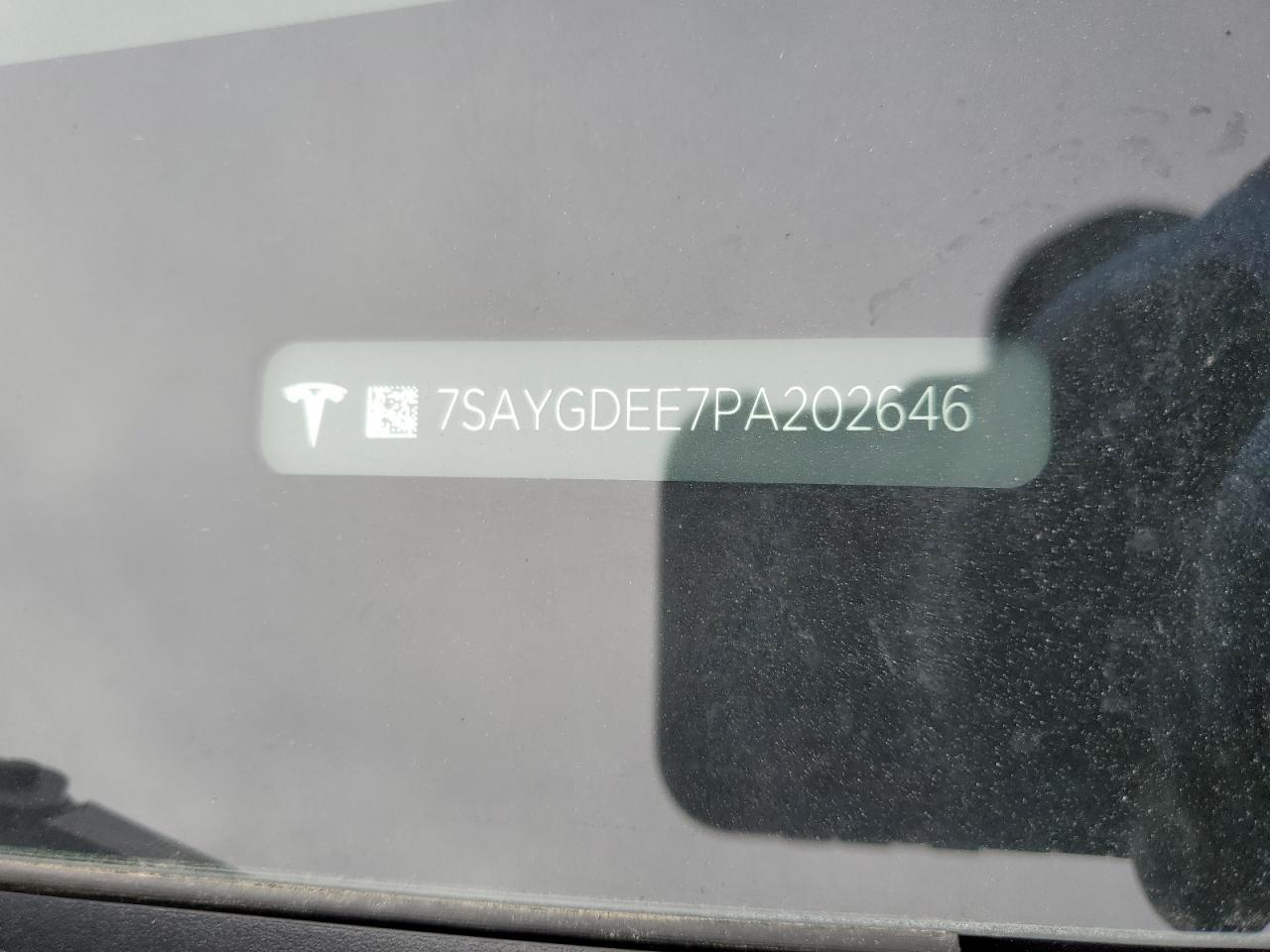 2023 TESLA MODEL Y VIN:7SAYGDEE7PA202646