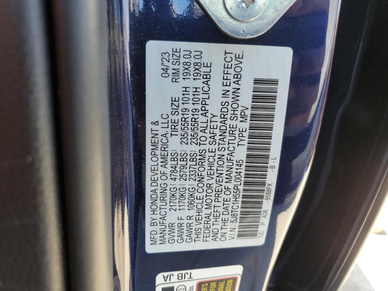 2023 ACURA RDX TECHNOLOGY VIN:WP0AA2A8XNS255297