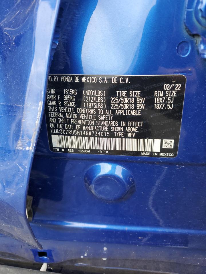 2022 HONDA HR-V SPORT VIN:3CZRU5H14NM734015