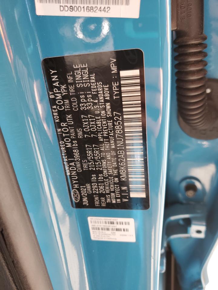 2022 HYUNDAI KONA SEL VIN:KM8K62AB1NU788527