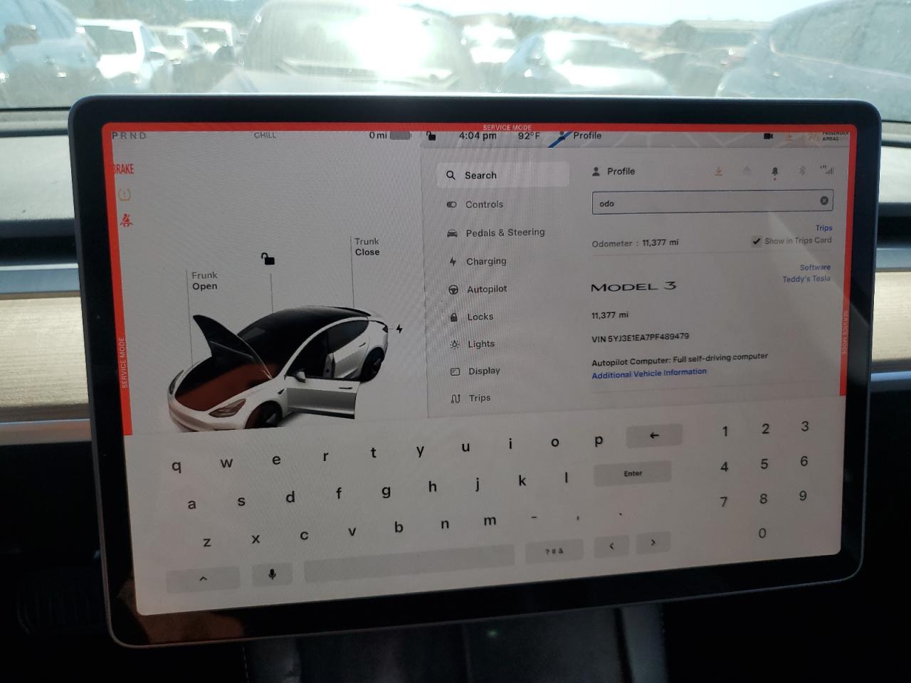 2023 TESLA MODEL 3 VIN:5YJ3E1EA7PF489479
