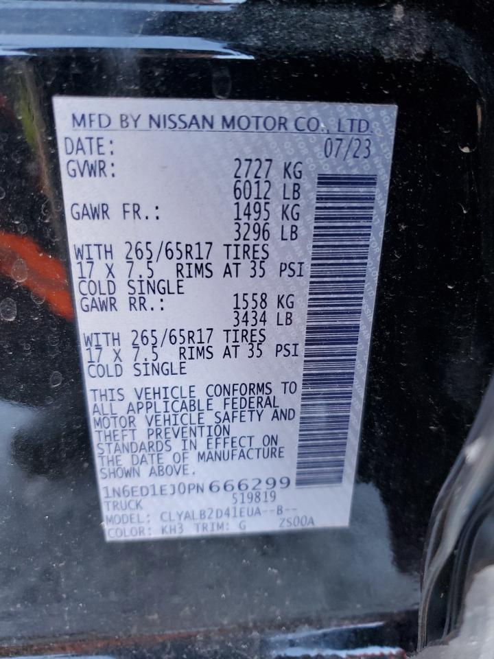 2023 NISSAN FRONTIER S VIN:1N6ED1EJ0PN666299