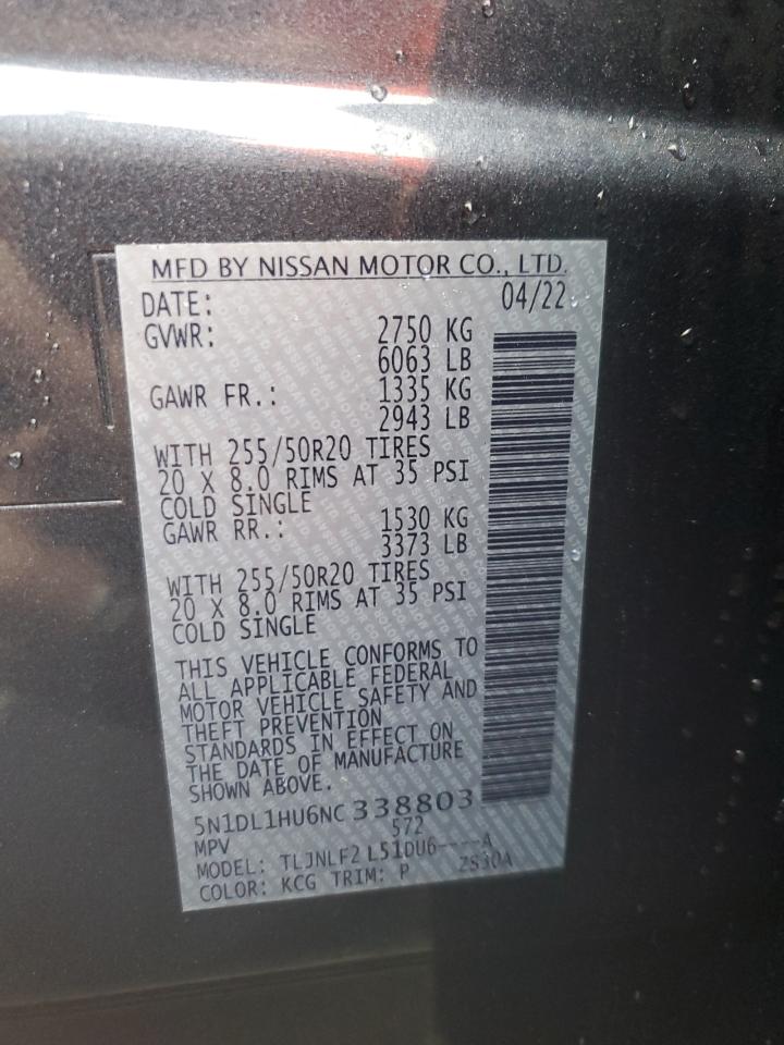 2022 INFINITI QX60 AUTOGRAPH VIN:5N1DL1HU6NC338803