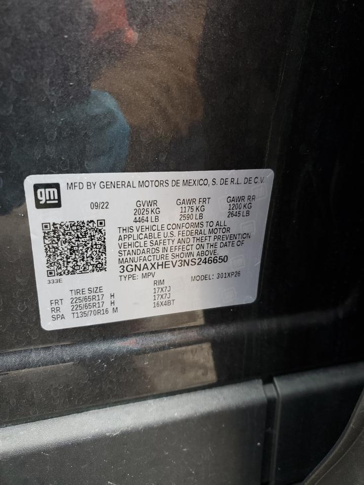 2022 CHEVROLET EQUINOX LS VIN:3GNAXHEV3NS246650