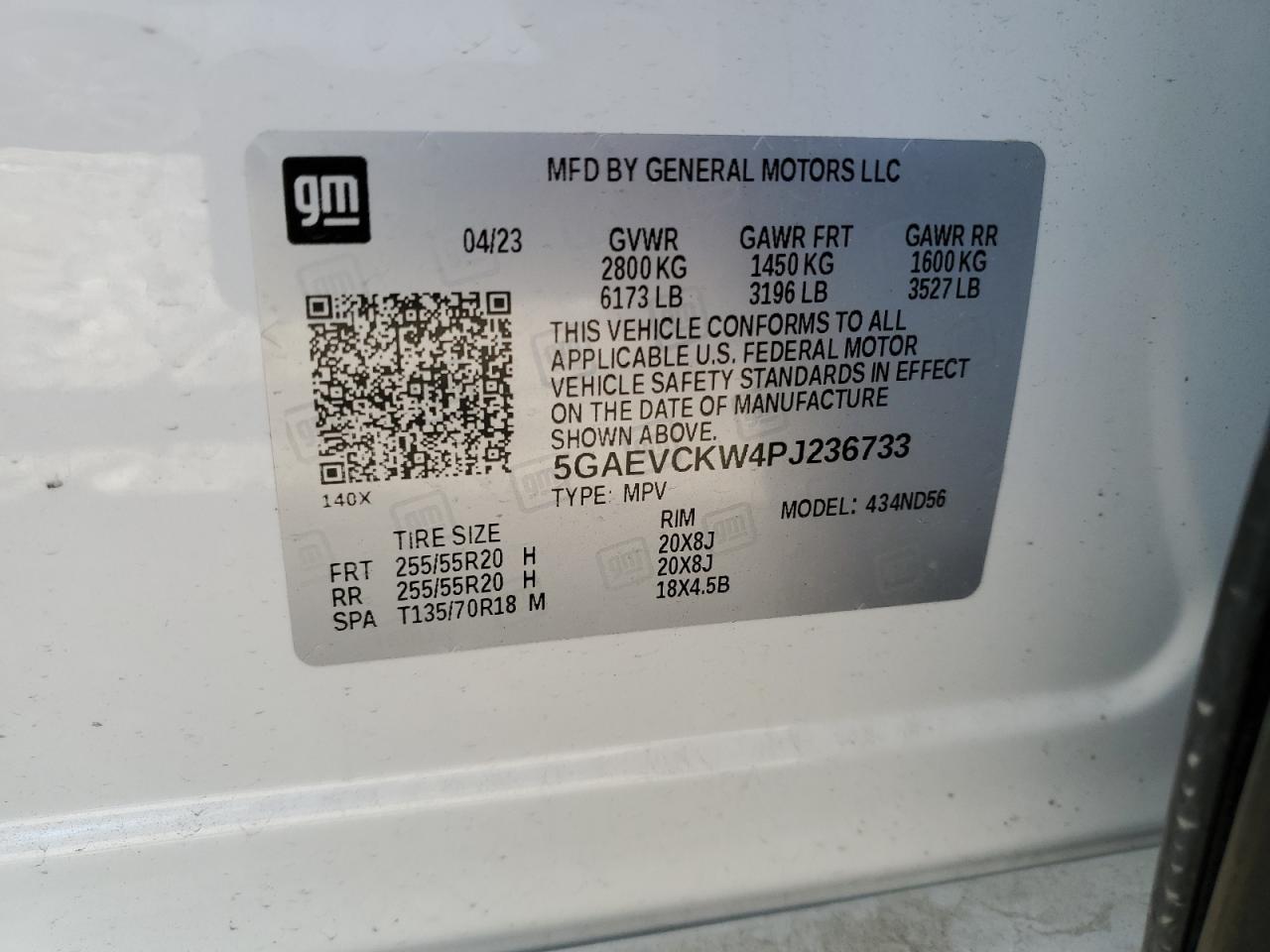 2023 BUICK ENCLAVE AVENIR VIN:5GAEVCKW4PJ236733