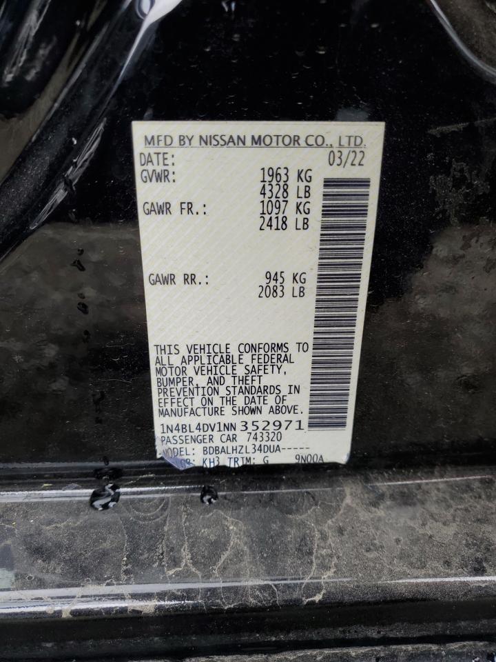 2022 NISSAN ALTIMA SV VIN:1N4BL4DV1NN352971