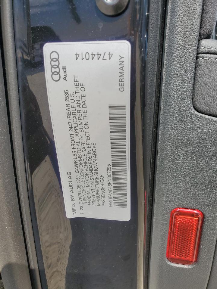 2024 AUDI A4 PRESTIGE 45 VIN:WAUFAAF46RN007295