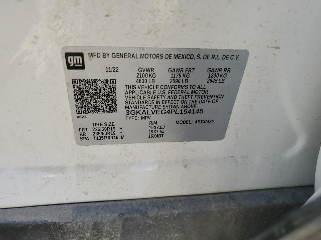 2023 GMC TERRAIN SLT VIN:3GKALVEG4PL154145