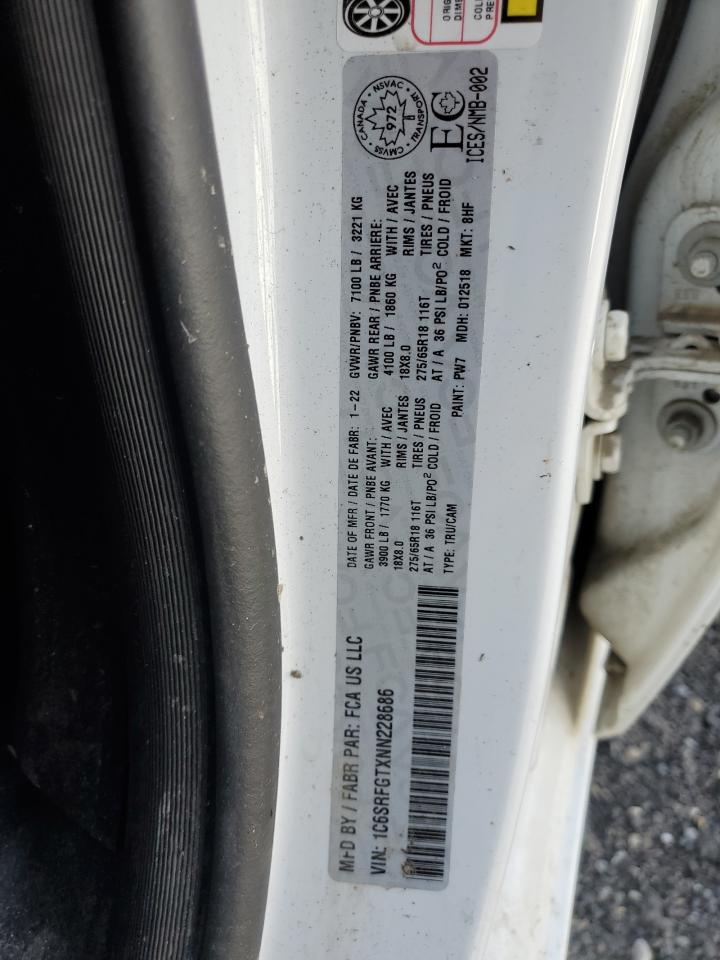 2022 RAM 1500 TRADESMAN VIN:1C6SRFGTXNN228686