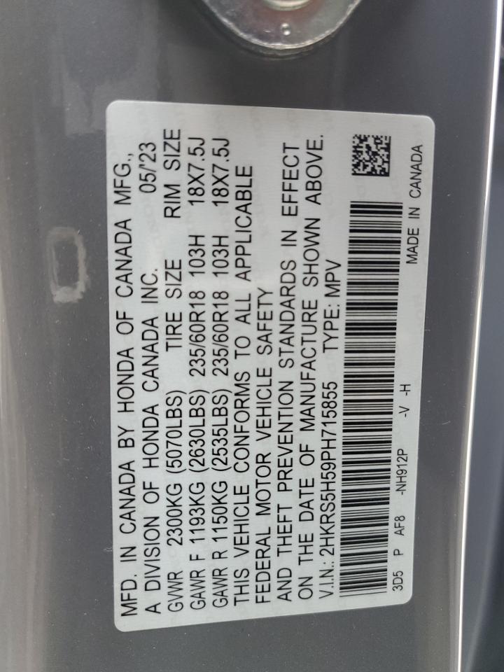 2023 HONDA CR-V SPORT VIN:2HKRS5H59PH715855