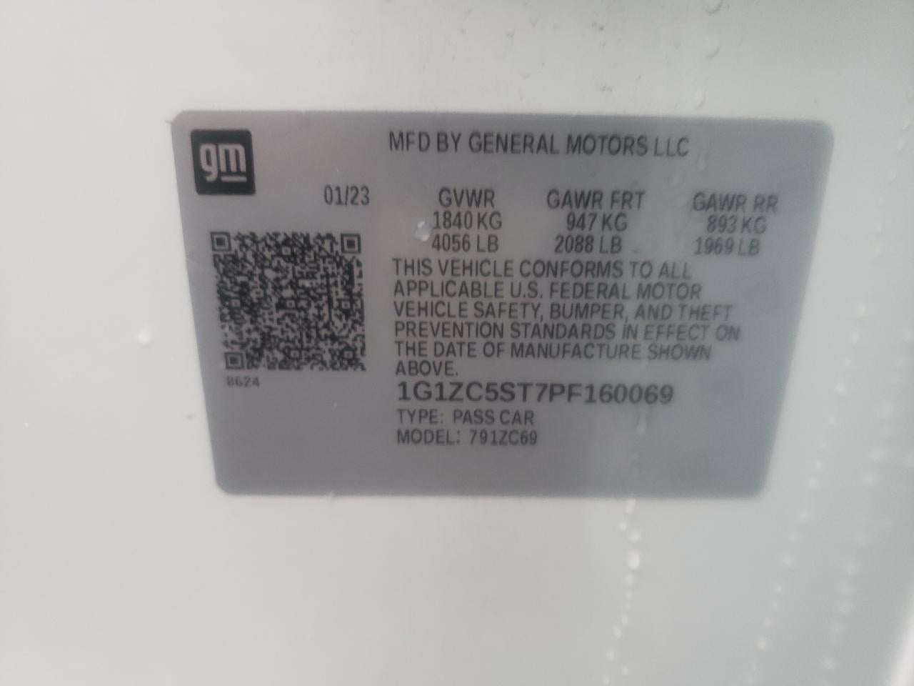 2023 CHEVROLET MALIBU LS VIN:JTDKN3DU7A0111137
